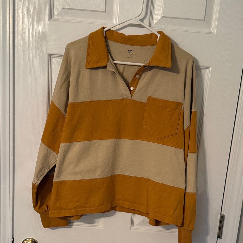 MWL by Madewell Stripped Rugby Polo Amber Gold